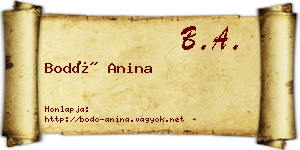 Bodó Anina névjegykártya